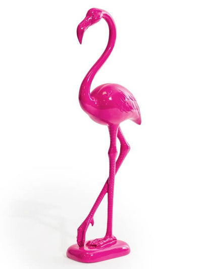 Figura de flamenco rosa eléctrico de pie