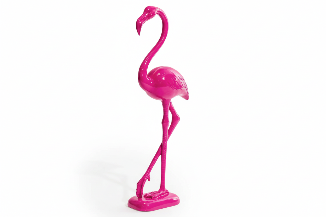 Figura de flamenco rosa eléctrico de pie