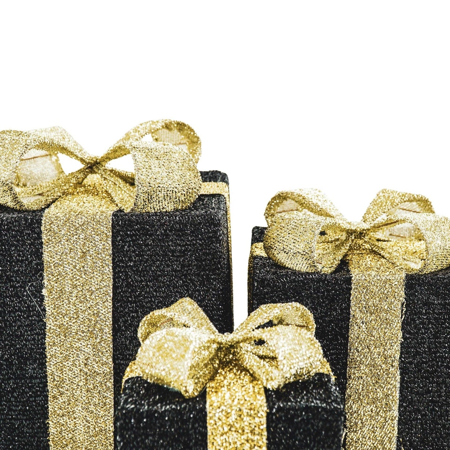 LED Christmas Gift - S3 - Polystyrene - Black/Gold - 15/20/25 cm