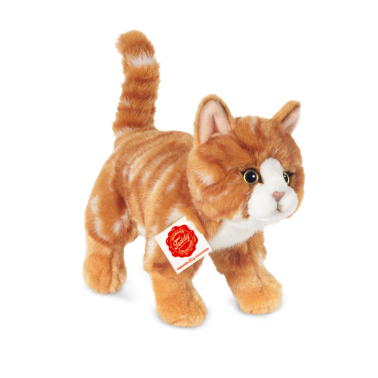 Gato atigrado de peluche de pie