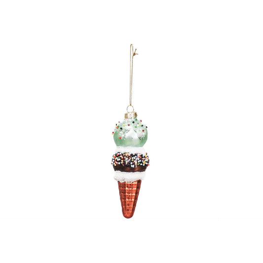 Mint Chocolate Ice Cream Cone Christmas Ball