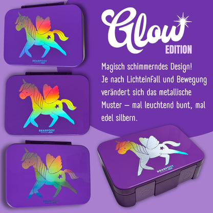 Lunch box with compartments, lightweight & leak-proof - Unicorn GLOW