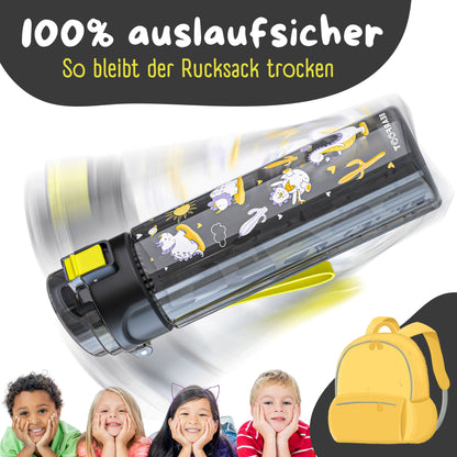 Children's drinking bottle, 500ml, lightweight - Dinosaurs-black