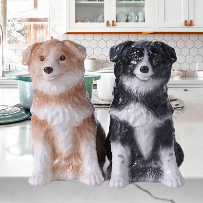 Juego de salero y pimentero de cerámica con diseño de Border Collies