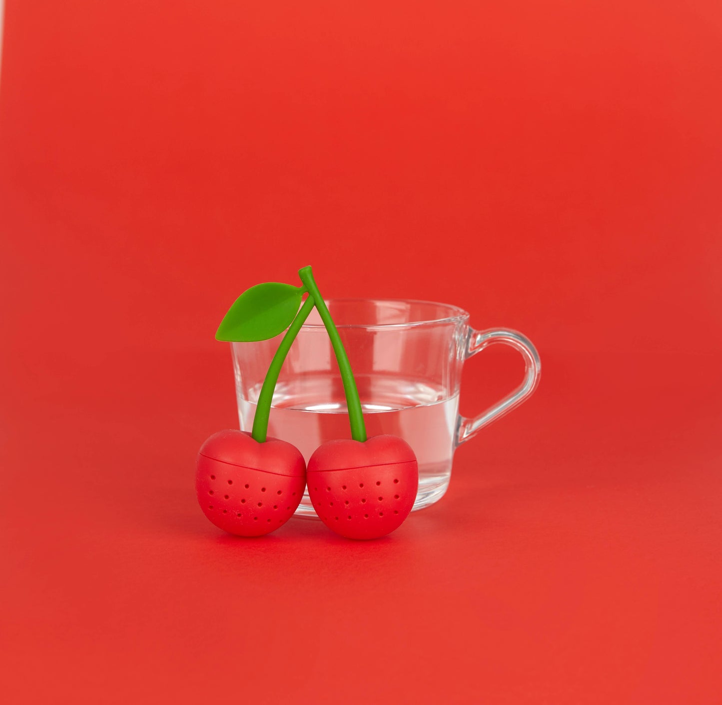 Infusore per tè in silicone rosso ciliegia doppio