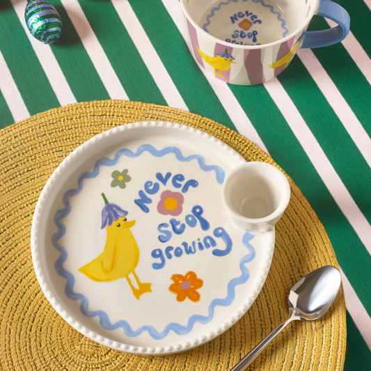 Duck Plate and Egg Cup “Never Stop Growing”