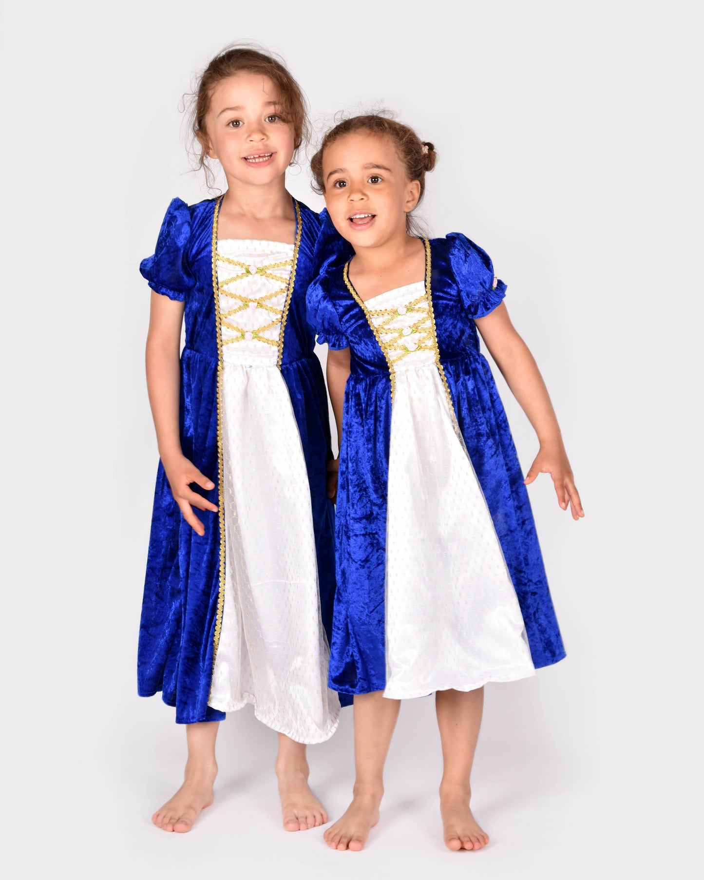 Robe de princesse bleue en velours 110-116 cl 4-6 ans