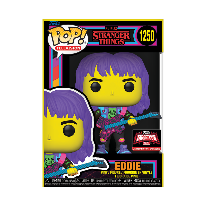 Pop! Eddie Hellfire Club com guitarra (luz negra)