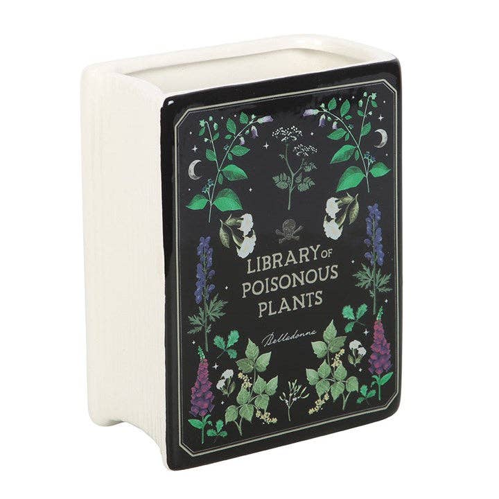 Vase en forme de livre botanique gothique de plantes vénéneuses