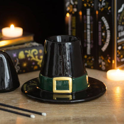 Brûle-parfum chapeau de sorcière noir pour Halloween