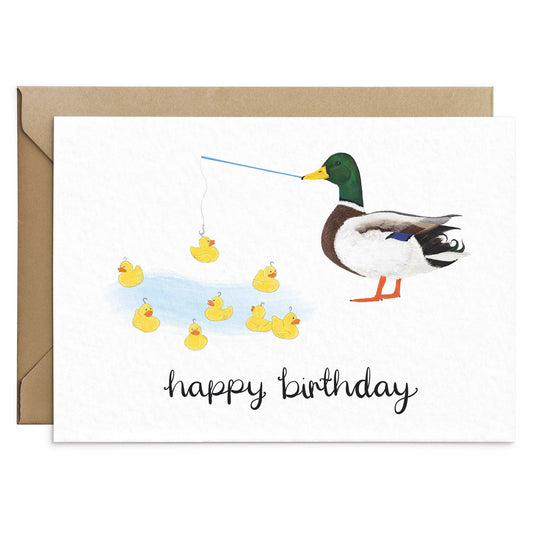 Tarjeta de cumpleaños de Duck at the Duck Fishing Game