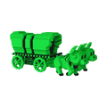 ¡Estallido! Paseos en Super Deluxe en el Oregon Trail Oxen and Wagon (verde y negro) 