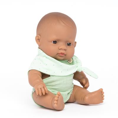 ML Poupées: POUPÉE BÉBÉ GARCON LATINO-AMERICAIN HABILLÉES 21cm, parfumée vanille, imperméable, en résine. Made in Spain, 10m+