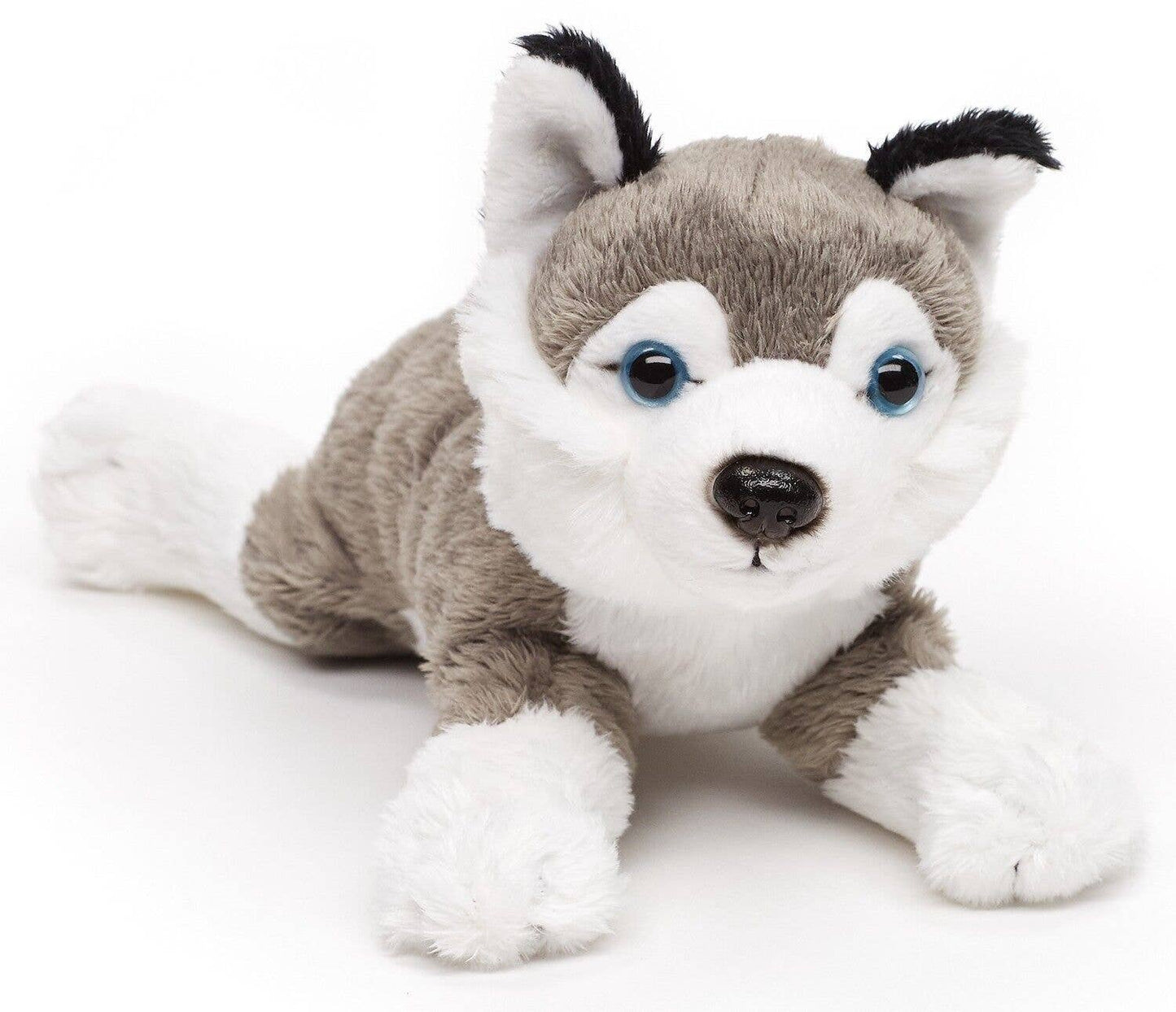 Grijze husky pluche knuffel (langwerpig)