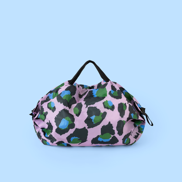 Bolsa de compras reutilizable con estampado de leopardo rosa