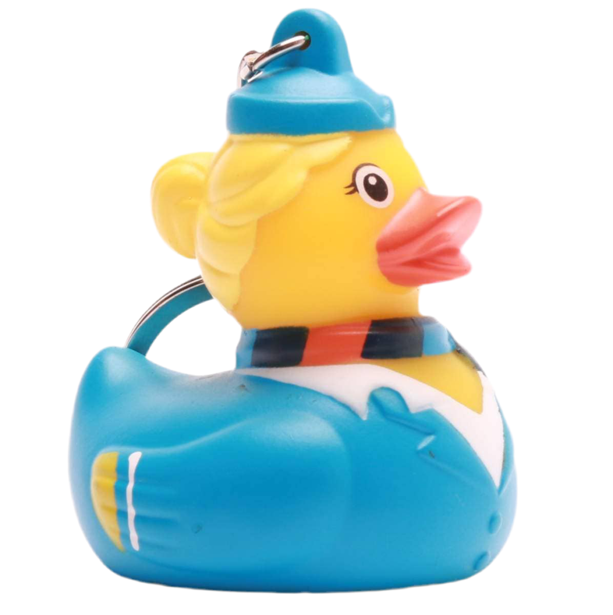 Llavero de pato con azafata rubia