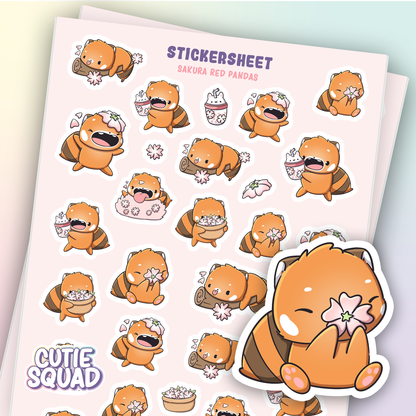 Planches d'autocollants Panda roux Sakura