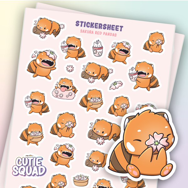 Planches d'autocollants Panda roux Sakura