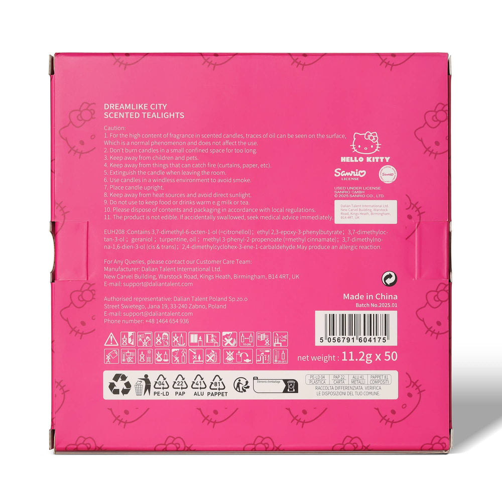Hello Kitty Pink Tealight Candles - Pack of 50 - Dream City Scent