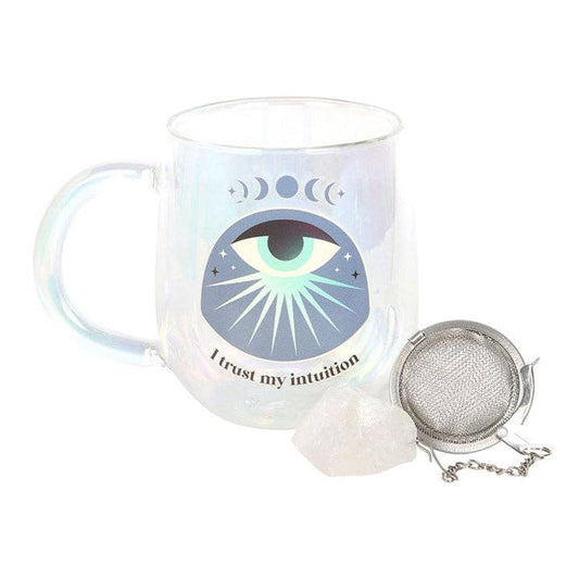 Taza de vidrio de doble pared Intuition con infusor de té de cristal Aura