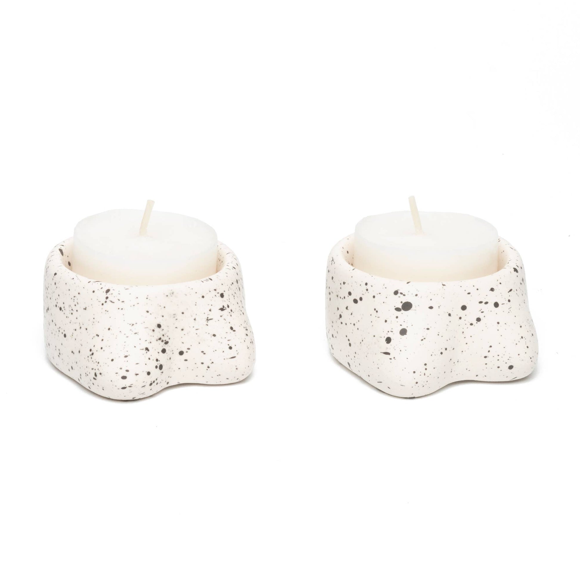 Lot de 2 Bougeoirs Tits Blancs Petite Taille Helio Ferretti Vue 2