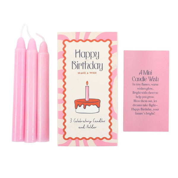 Set of 3 "Happy Birthday" On the Go Candles