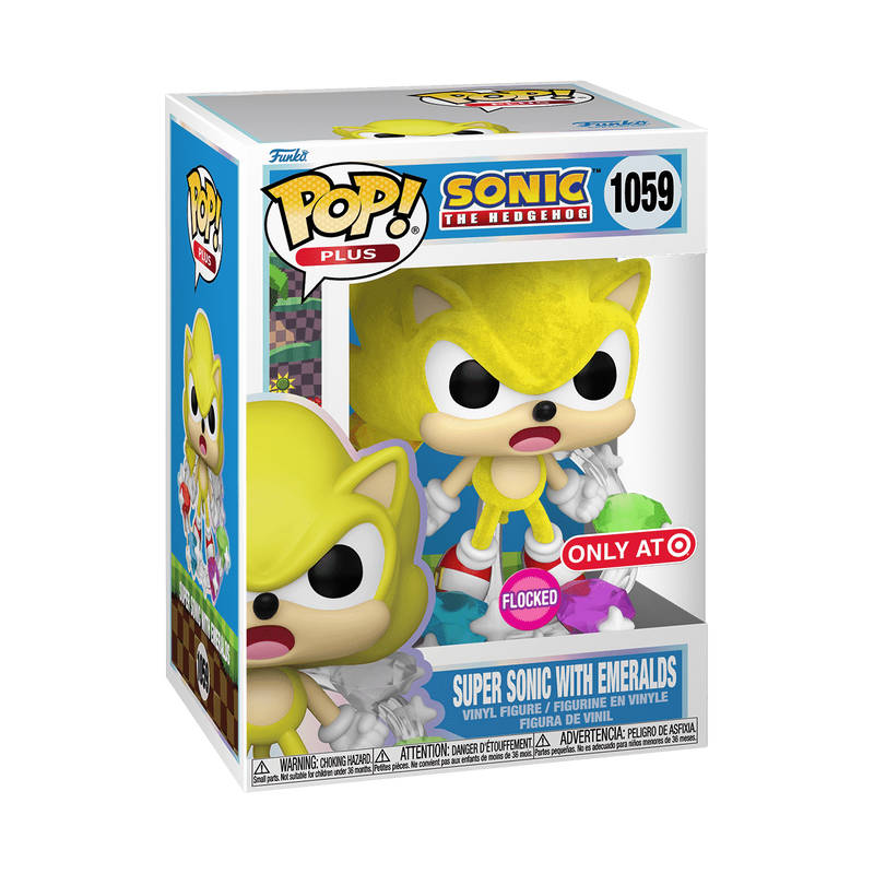 Pop! Plus Super Sonic avec Emeraudes (Flocked)