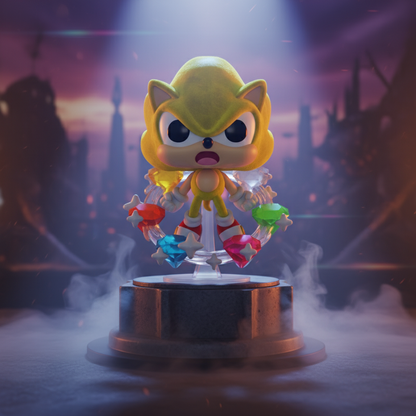 Pop! Plus Super Sonic avec Emeraudes (Flocked)