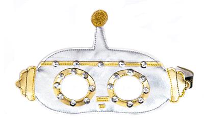 Pellianni: MASQUE LOUP ROBOT, en laine mérinos australienne biodégradable et cuir vegan et paillettes écologiques, personnalisables, sur carte