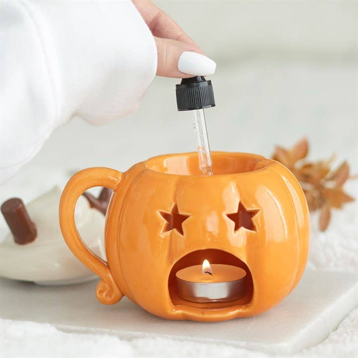 Brûle-parfum et Chauffe-Cire Citrouille d'Automne avec Couvercle Crème