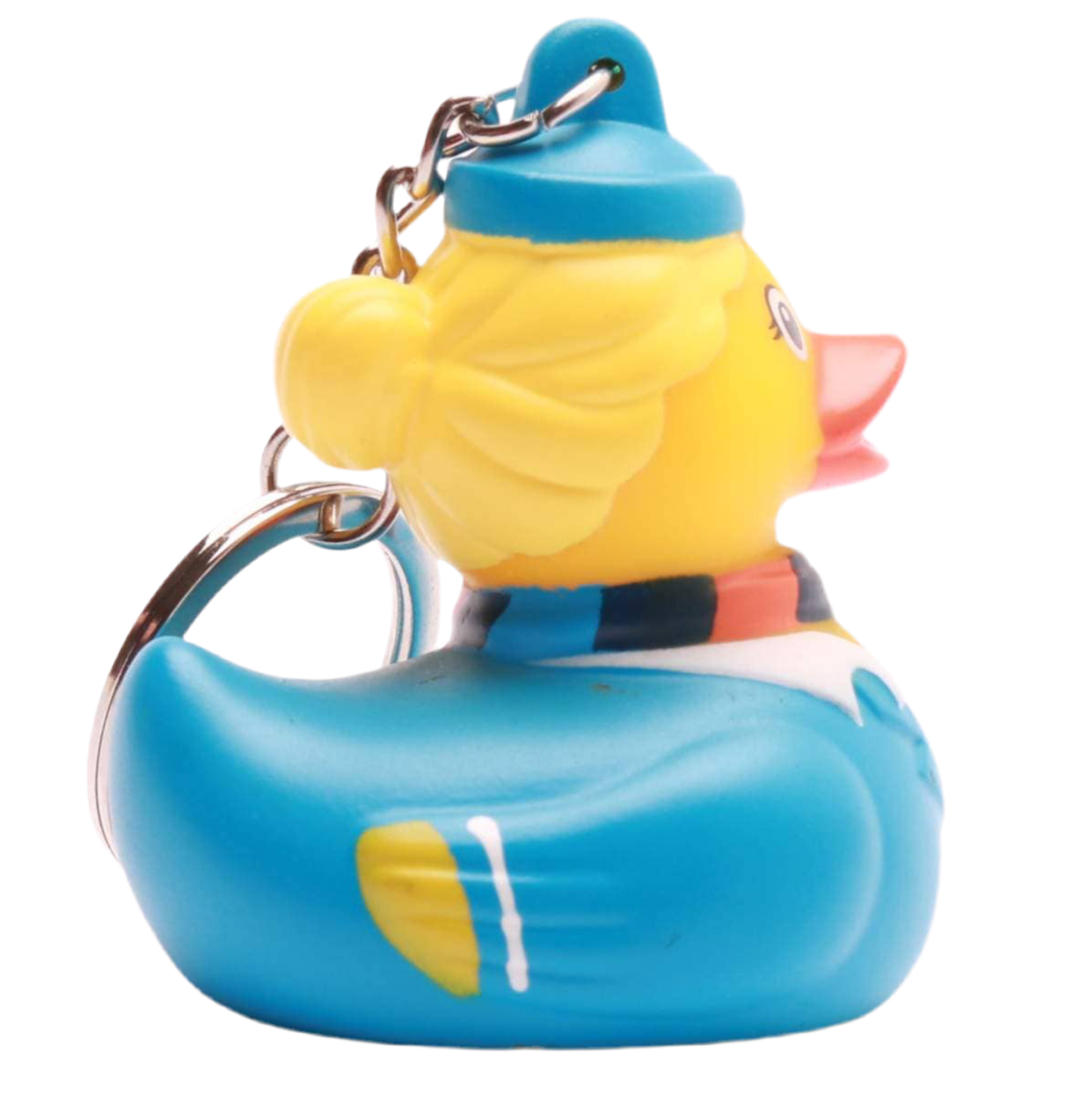 Llavero de pato con azafata rubia
