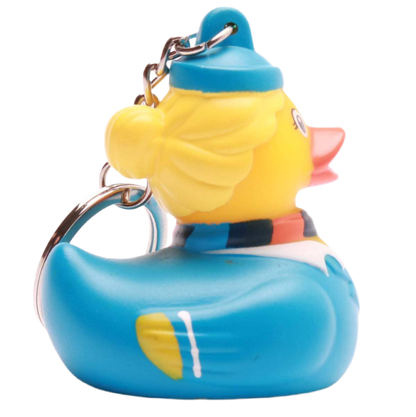 Llavero de pato con azafata rubia