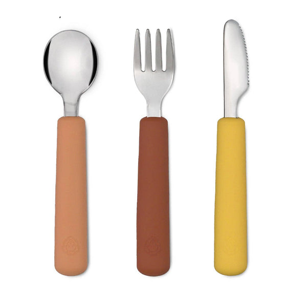 Juego de cubiertos de camello y castaña (tenedor/cuchara/cuchillo)