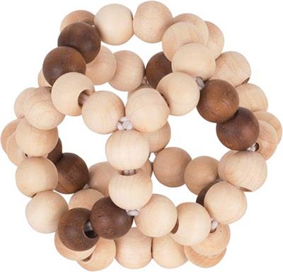 Goki Baby Hochet: BALLE diam.8cm, avec élastique, bois nature, en boîte fenêtre