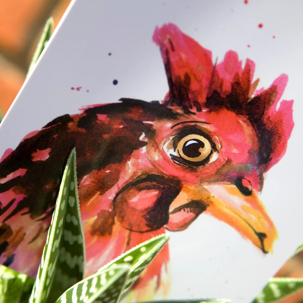 Cartolina con gallina acquerellata