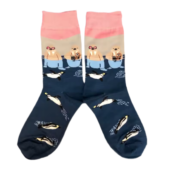 Sokken met walrus- en pinguïnmotief