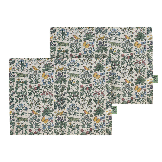 Manteles individuales y servilletas de algodón reciclado del Jardín Botánico Voysey