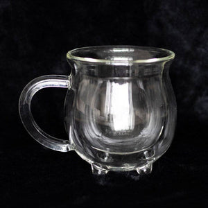 Mug chaudron en verre double paroi transparent