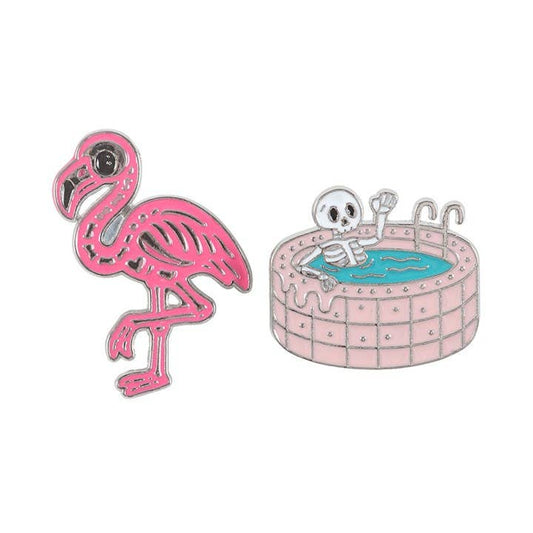 Pin’s Dead Cool Summer - Squelette et Flamant