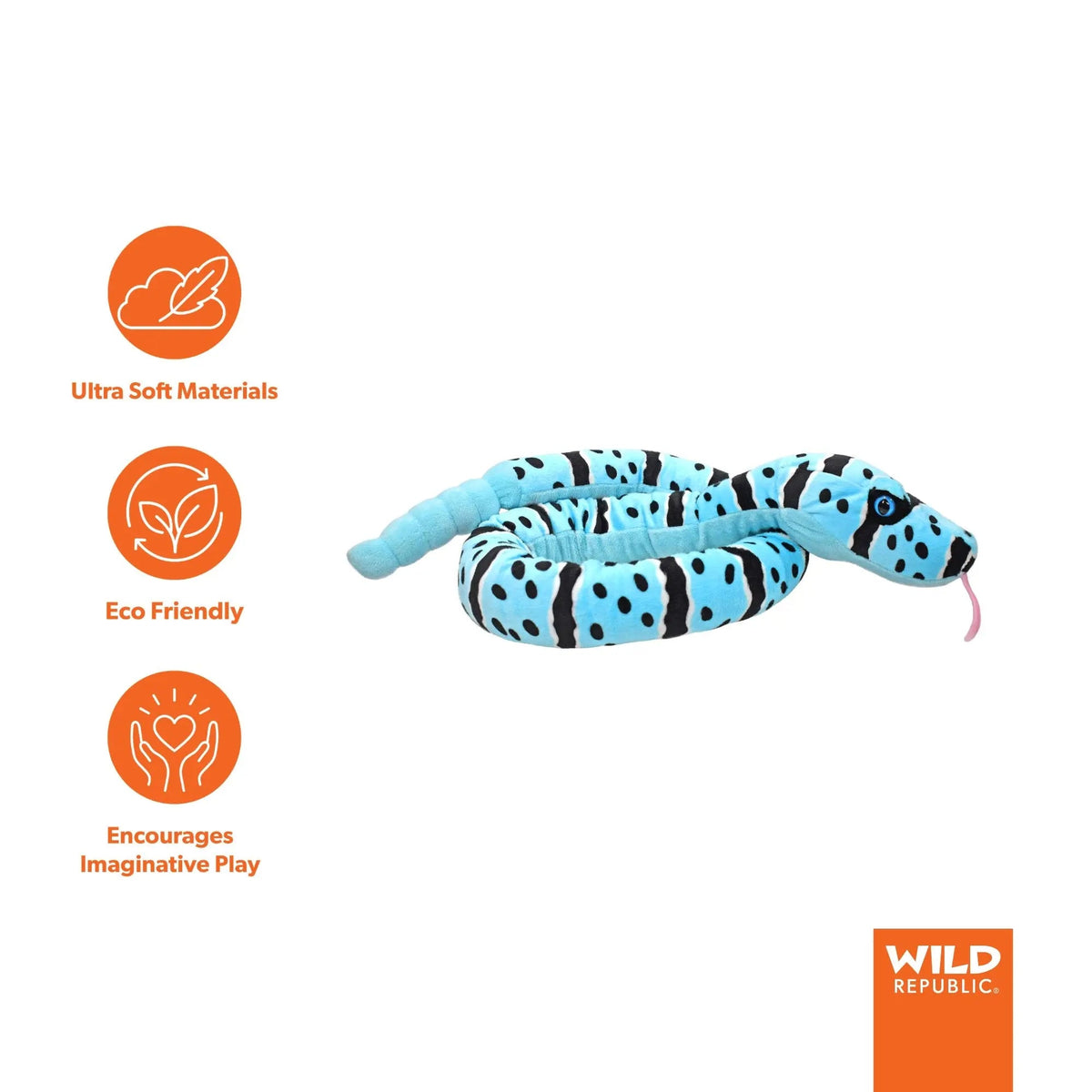 Wild Republic Snakesss Blue Rock Rattlesnake Stuffed Animal - 54" Stuffed Animals