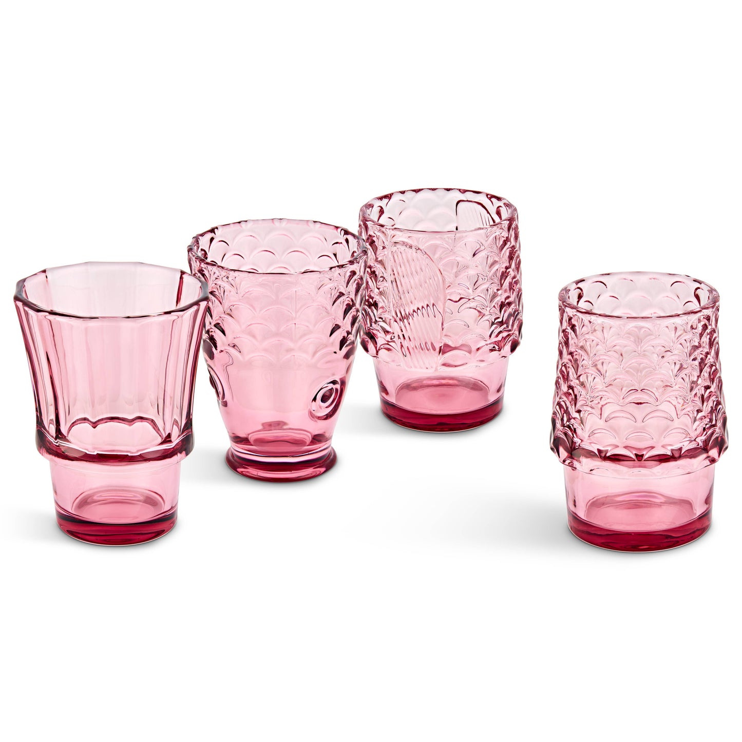 Vasos apilables con forma de pez - Juego de 4, color rosa