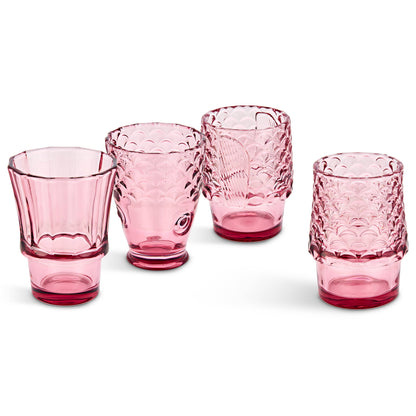 Vasos apilables con forma de pez - Juego de 4, color rosa