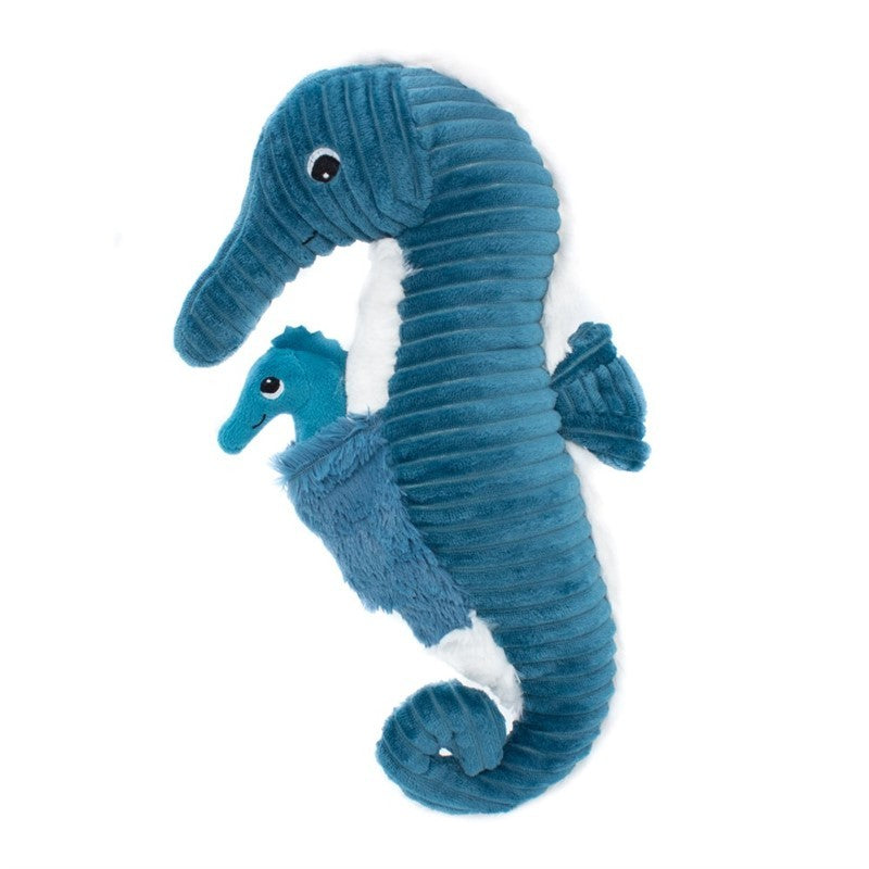 Peluche hippocampe Papadou papa et son bébé bleu – Les Ptipotos – vue 3