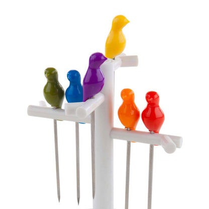 Garfo para snacks, Birdies, embalagem de 6 unidades, aço inoxidável/ABS