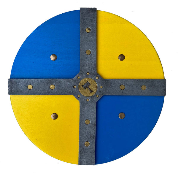 Bouclier circulaire historique viking jaune et bleu Thor L