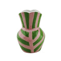 Jarrón - Rayas - Gres - Verde/Rosa - 16x16x22cm