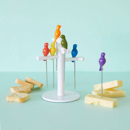 Garfo para snacks, Birdies, embalagem de 6 unidades, aço inoxidável/ABS