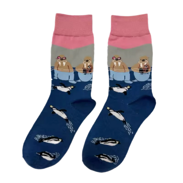 Sokken met walrus- en pinguïnmotief