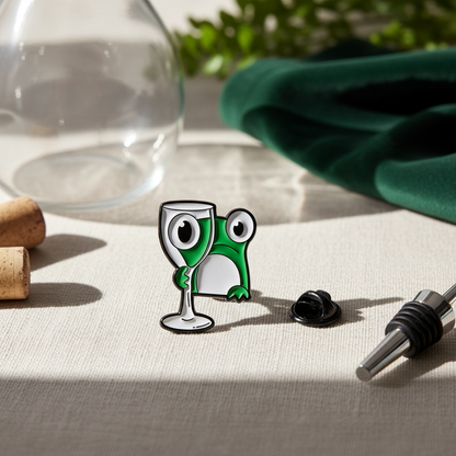 Frog with Wine Glass Pin