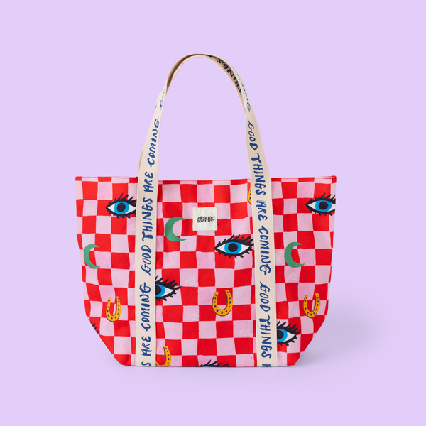 borsa tote con icona di controllo